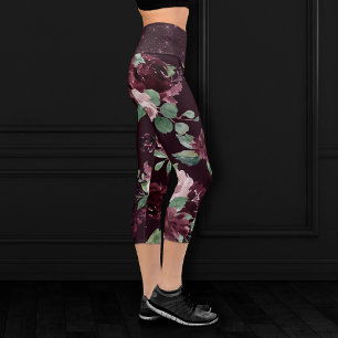 Leggings Capri Moody Passion   Dramatique violet vin Rose Motif