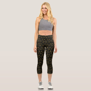 Leggings Capri Moons et étoiles Motif or