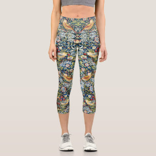 Leggings Capri Morris - Framboise Voleur d'oiseaux et de fleurs