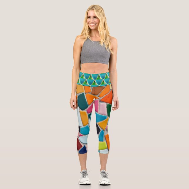 Leggings Capri Mosaïque Abstraite (Recto)