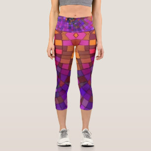 Leggings Capri Mosaïque du coucher de soleil1