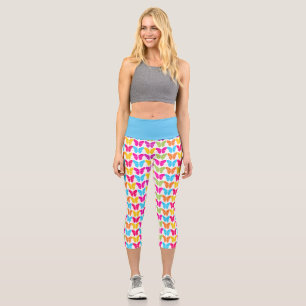 Leggings Capri Motif à papillon arc-en-ciel mignon