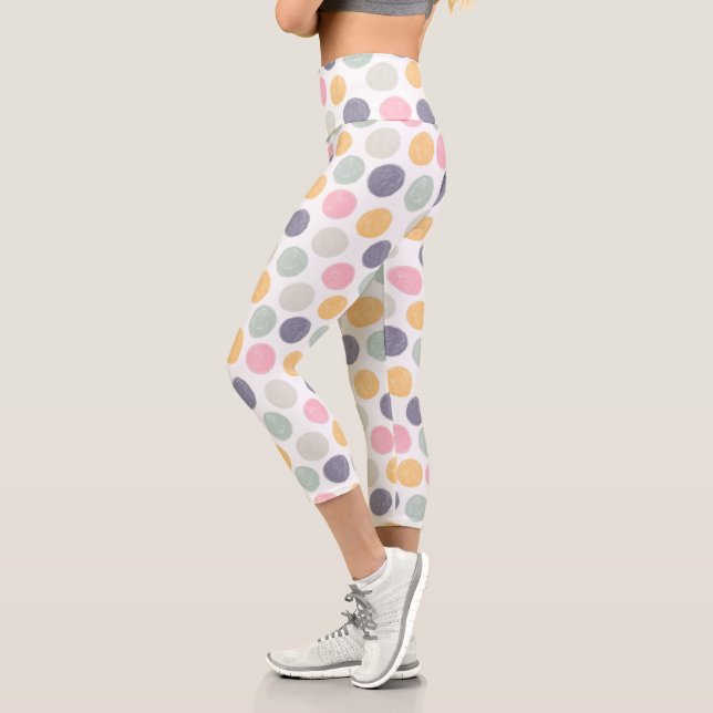 Leggings Capri motif à pois coloré pastel artistique (Gauche)