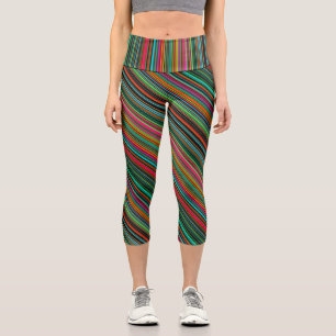 Leggings Capri Motif à rayures multicolores