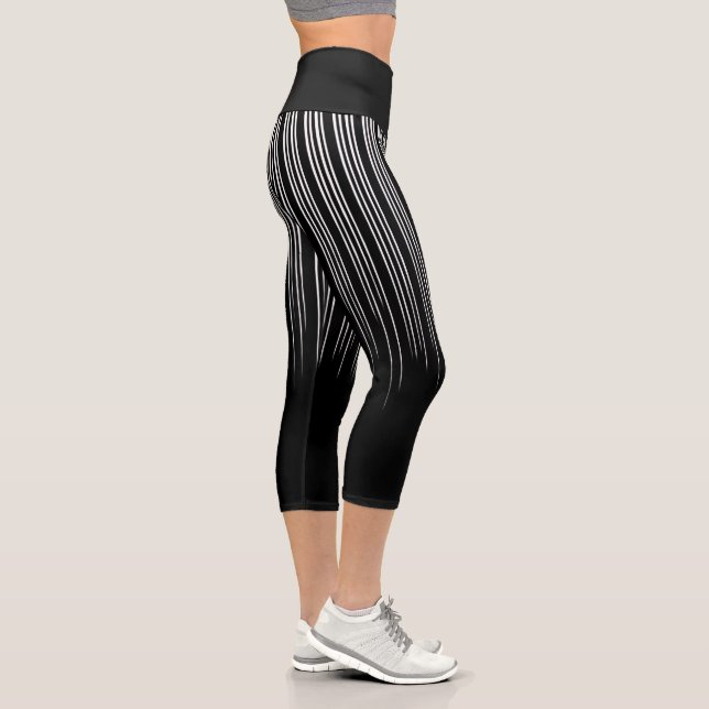 Leggings Capri Motif à rayures noir et blanc cool (Droite)