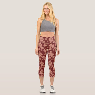 Leggings Capri Motif Abstrait Brown à la boue