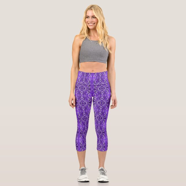 Leggings Capri Motif Abstrait Diamond-y violet (Recto)
