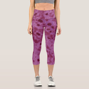 Leggings Capri Motif abstrait en détresse violet et rose