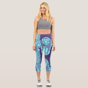 Leggings Capri Motif Abstrait Giraffe