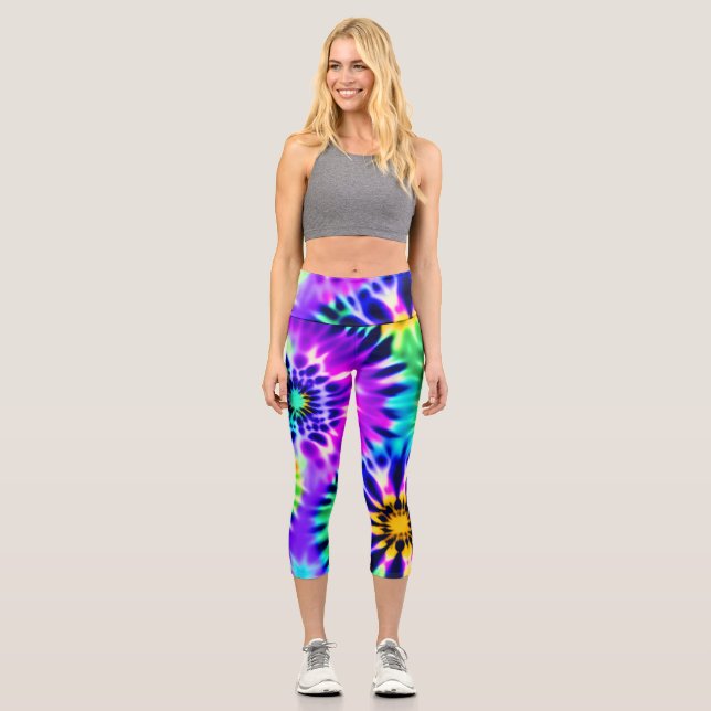 Leggings Capri Motif Abstrait Tie Dye Adire (Recto)