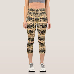 Leggings Capri Motif arabe méditerranéen grec marron
