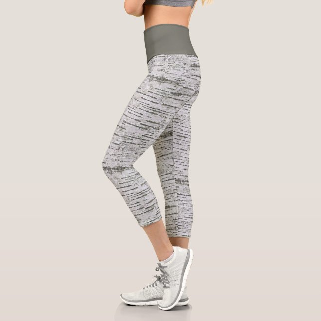 Leggings Capri Motif blanc et gris (Gauche)