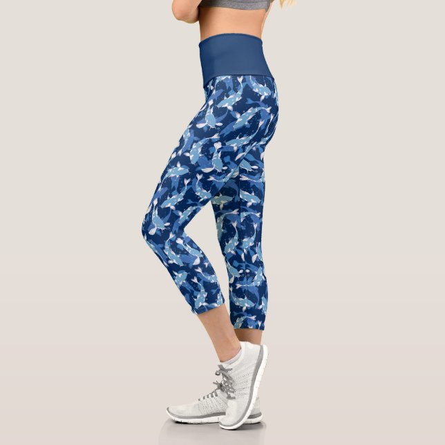 Leggings Capri Motif bleu - Koi Fish (Gauche)