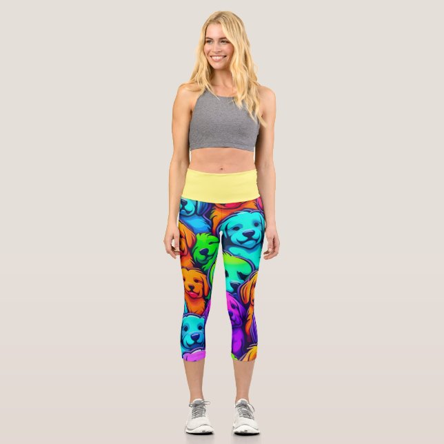 Leggings Capri Motif branché de chien pour les amoureux des anima (Recto)