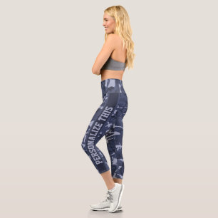 Leggings Capri Motif Camouflé Urbain Bleu personnalisé