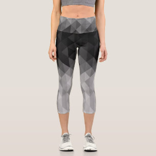 Leggings Capri Motif carré géométrique en niveaux de gris