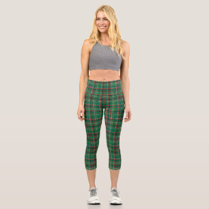 Leggings Capri Motif carreau de Noël vert-23914