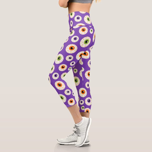 Leggings Capri Motif coloré Halloween Eyeballs (Gauche)
