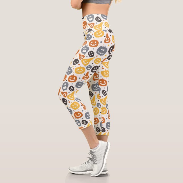 Leggings Capri Motif coloré Jack-O'-Lantern (Gauche)