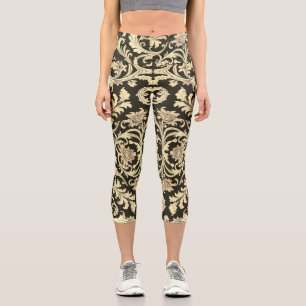 Leggings Capri Motif d'antiquités Brown Fleur
