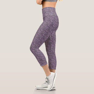 Leggings Capri Motif d'art Pale Purple Fern