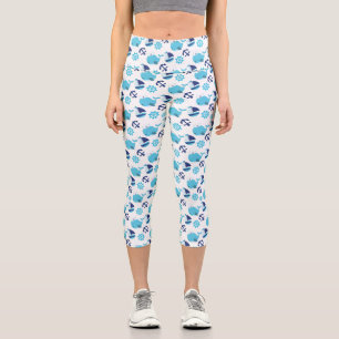 Leggings Capri Motif De Baleines, Beaux Baleines, Baleines Bleues