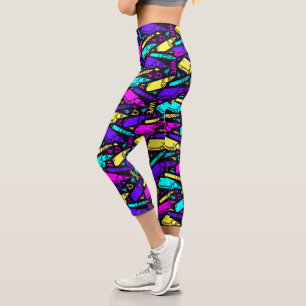 Leggings Capri Motif de bande brillant en gras