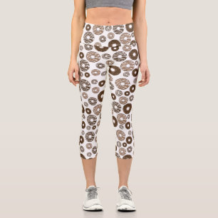 Leggings Capri Motif de beignes, beignets de chocolat, beignets d