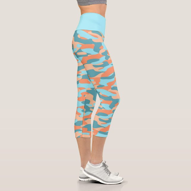 Leggings Capri Motif de camouflage bleu Turquoise orange Turquois (Droite)