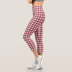 Leggings Capri Motif de chèques rouges et blancs