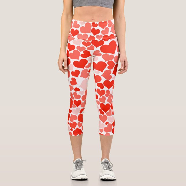 Leggings Capri Motif de coeur rouge moderne (Recto)