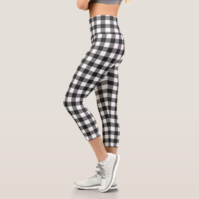 Leggings Capri Motif de contrôle du bison noir (Gauche)