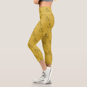 Leggings Capri Motif de date de monogramme personnalisé métallisé