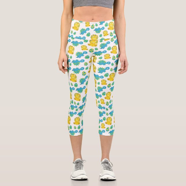 Leggings Capri Motif De Dinosaures, Dinosaures Mignons, Baby Dino (Recto)