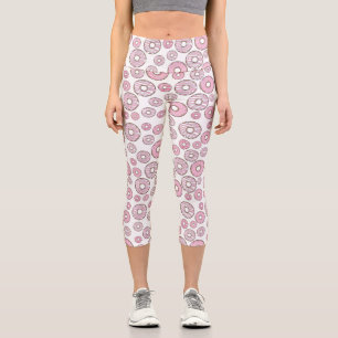 Leggings Capri Motif De Donuts, Donuts Roses, Saupoudrages
