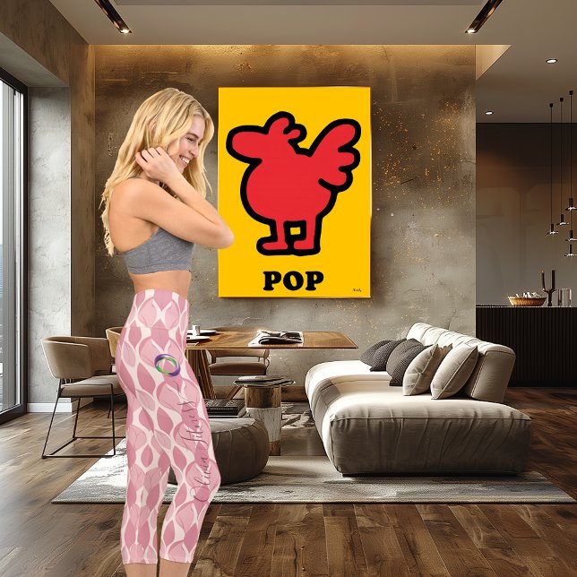Leggings Capri Motif de feuille à flux rose – Équipement de fitne (Créateur téléchargé)