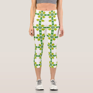 Leggings Capri Motif de feuille, motif de feuilles, feuilles vert