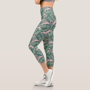 Leggings Capri Motif de feuille tropicale