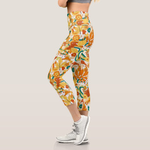 Leggings Capri Motif de fleurs de champignons Super rétro