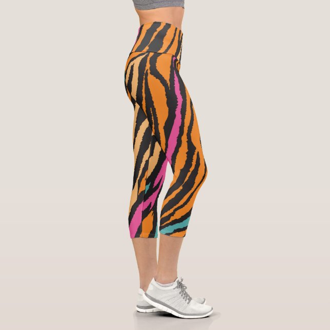 Leggings Capri Motif de fourrure de tigre exotique (Droite)
