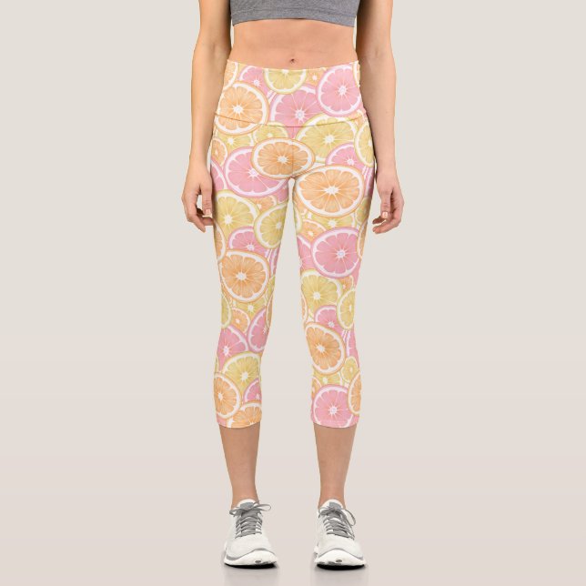 Leggings Capri Motif de fruits d'agrumes tropicaux (Recto)