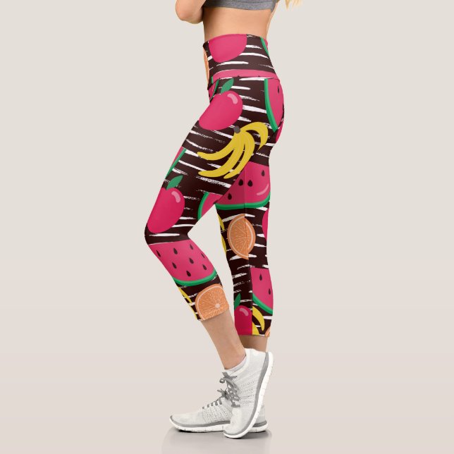 Leggings Capri Motif de fruits tropicaux (Gauche)