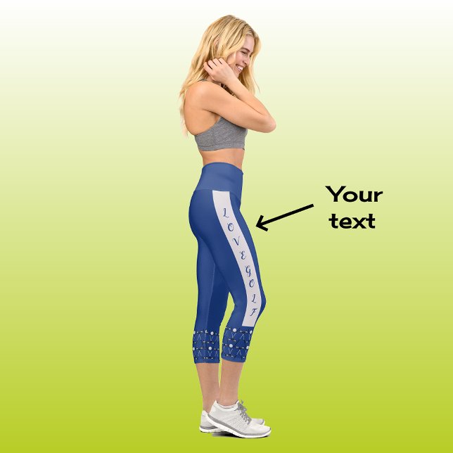Leggings Capri Motif de golf moderne chic texte marine (Créateur téléchargé)