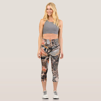 Leggings Capri Motif de la peau animale africaine sauvage