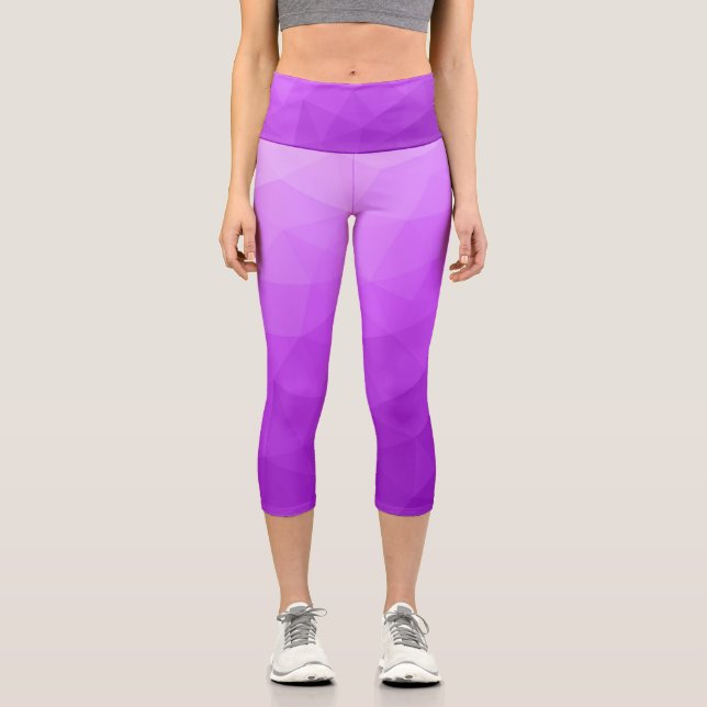 Leggings Capri Motif de maillage géométrique dégradé de lavande v (Recto)