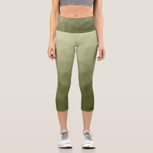 Leggings Capri Motif de maillage géométrique dégradé vert clair d