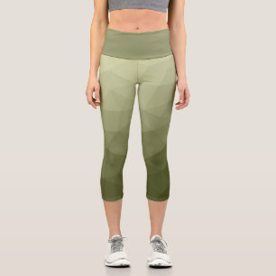 Leggings Capri Motif de maillage géométrique dégradé vert clair d