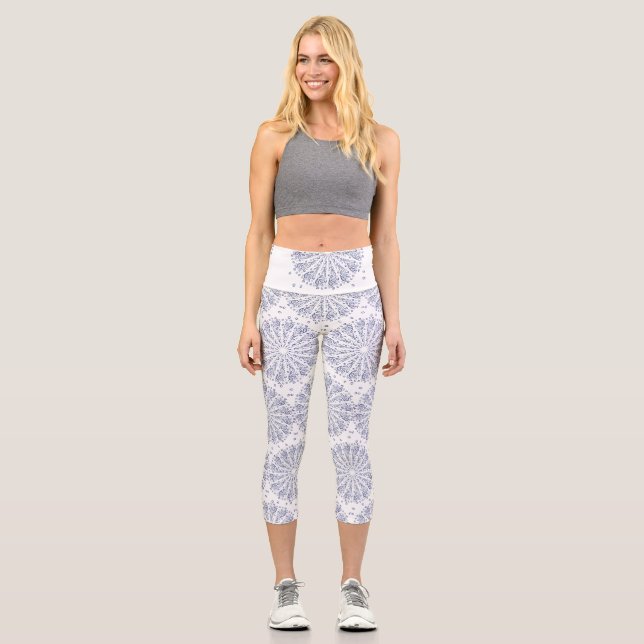 Leggings Capri Motif de mandala bleu (Recto)