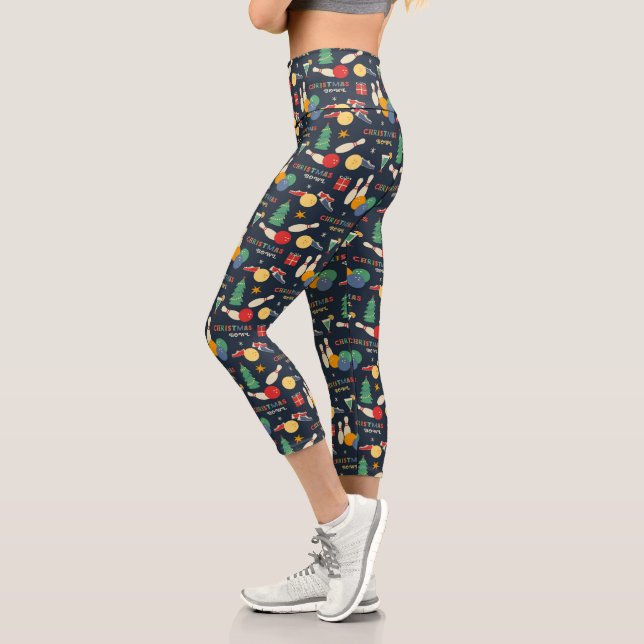 Leggings Capri Motif de Noël rétro (Gauche)
