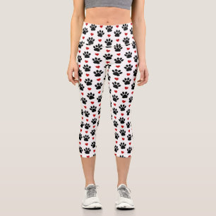Leggings Capri Motif De Pâtes, Pâtes De Chien, Pâtes Noires, Coeu